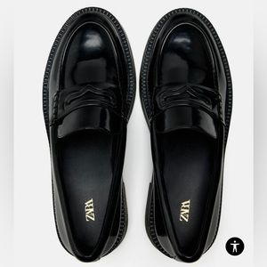 Zara faux patent leather loafers